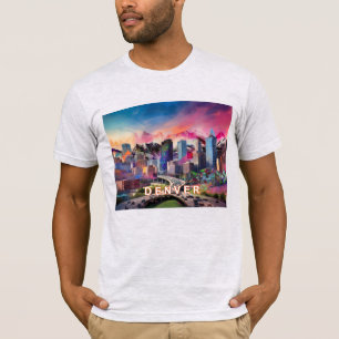 Denver Skyline Graffiti Art T Shirt