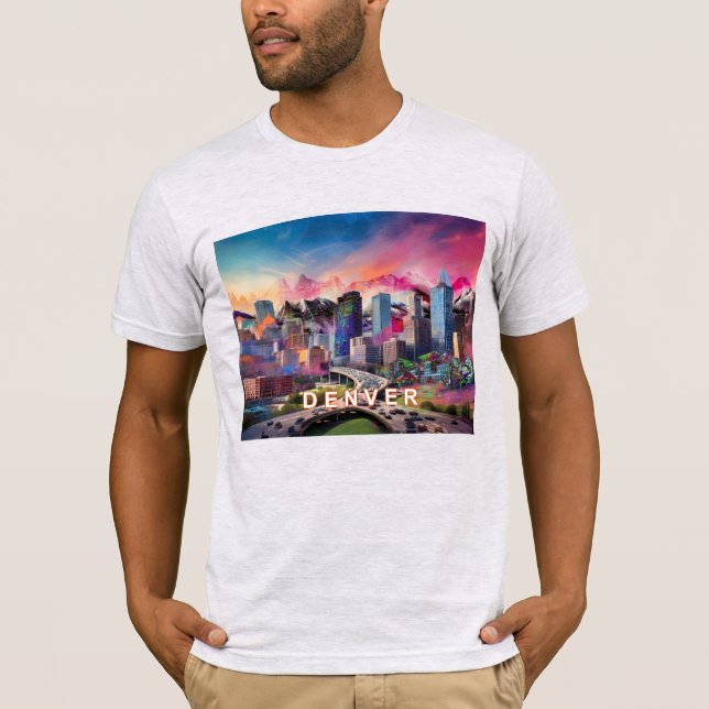 Denver Skyline Graffiti Art T Shirt (Framsida)