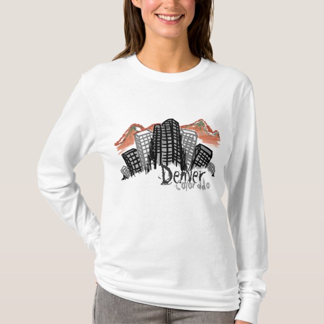 Denver Skyline livens hoodie T-shirt (Framsida)