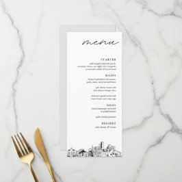 Denver Skyline Modern Bröllop Dinner Menu Meny