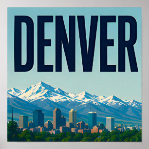 Denver Skyline och Klippiga bergen Poster
