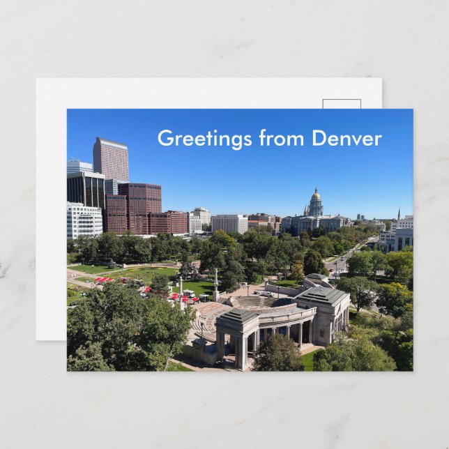 Denver Skyline View Capitol Building Personalize Vykort (Fram/baksida)