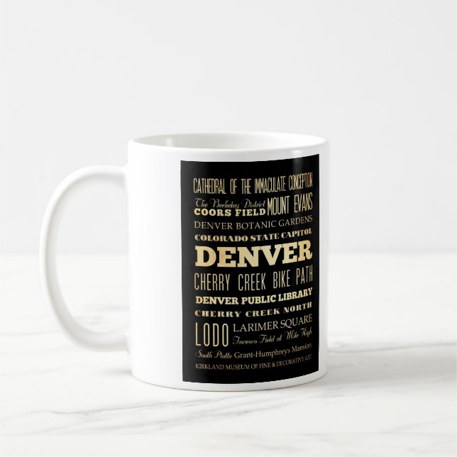 Denver stad av Colorado statlig typografikonst Kaffemugg (Vänster)