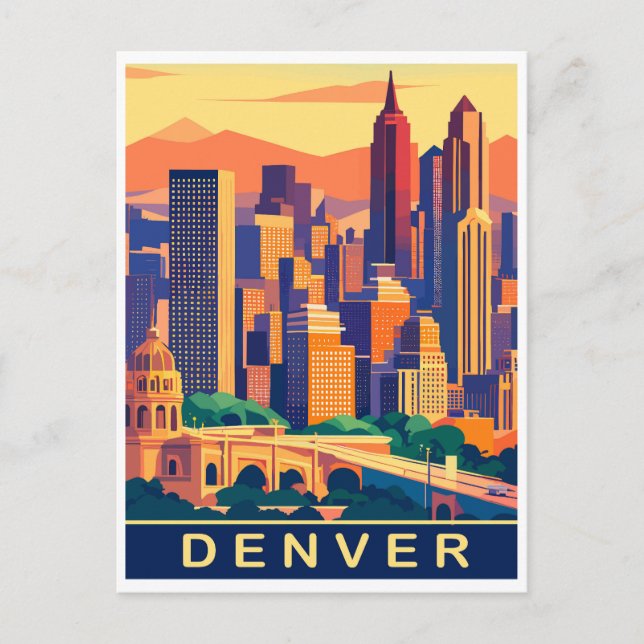 Denver, Stadssiluett, Resa Vykort (Framsida)