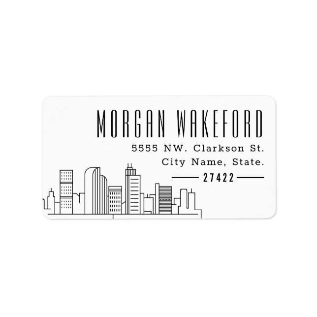 Denver Stylized Skyline Large Label Adressetikett (Framsidan)