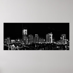 Denver vid natt i svartvitt poster