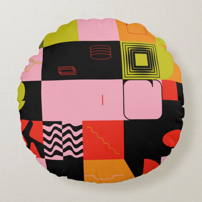 Deonstruerad postmodern inspirerad teckning av abs rund kudde (Framsidan)