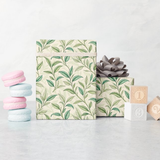 Deorative Tea Löv Mönster Wrapping Papper Roll Presentpapper (Baby Shower)