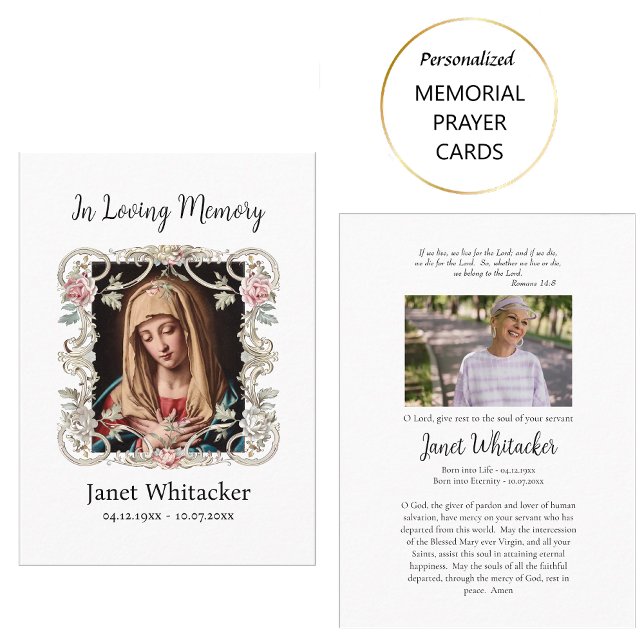 Deorativt Silver Ram Ro-begravningskort för bön Placeringskort (Skapare uppladdad)