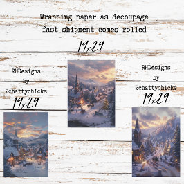 Deoupage för Snö-täckta direktlinjer i julbyn