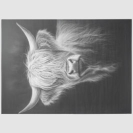 Deoupage Shaggy Highland Cow Black Background