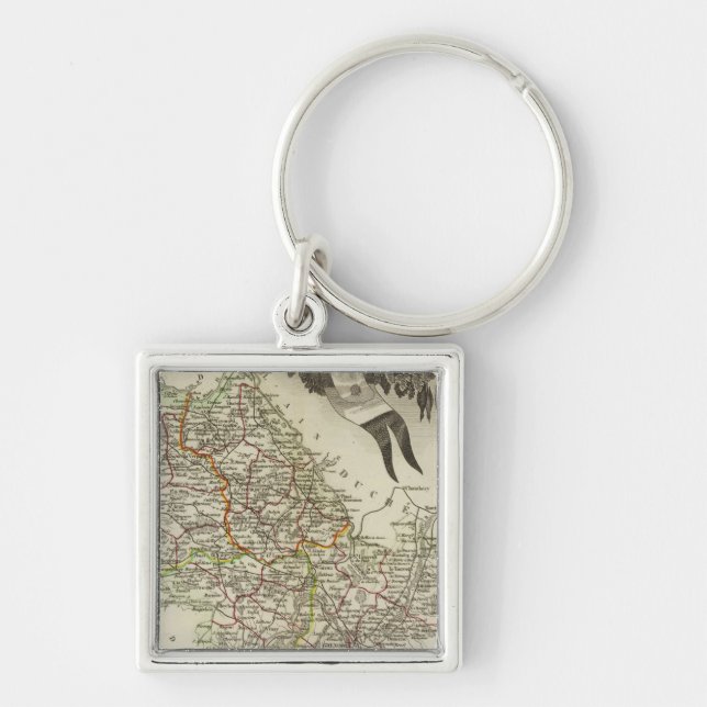 Dep om L'Isere Fyrkantig Silverfärgad Nyckelring (Framsidan)