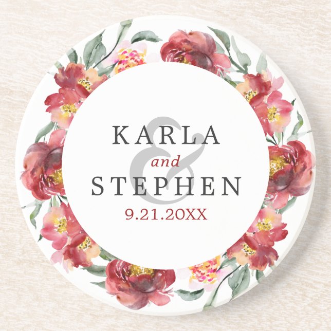 Dep-red-blommor, andedräkt underlägg (Framsidan)