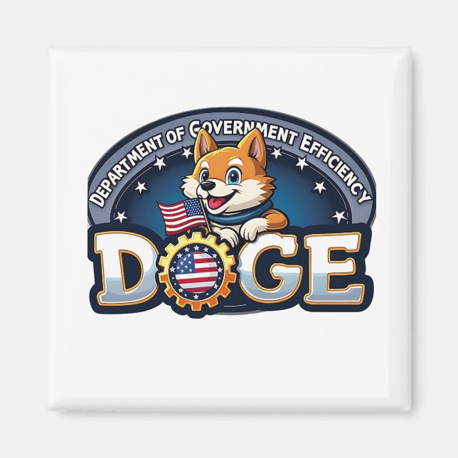 Department of Government Efficiency Doge Hund Magnet (Framsidan)