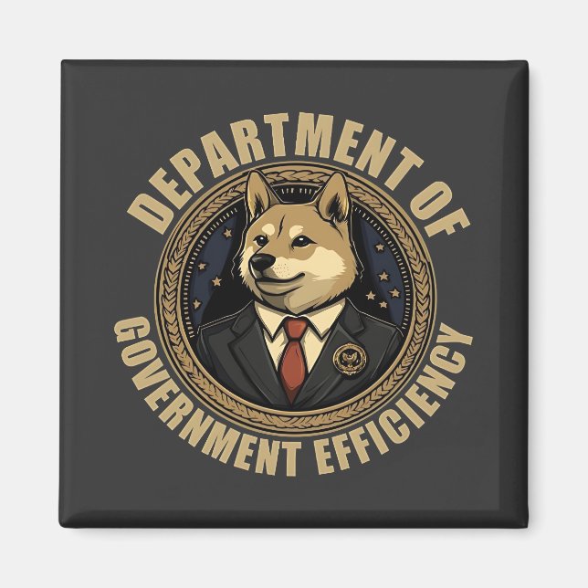 Department of Government Efficiency Doge Hund Magnet (Framsidan)