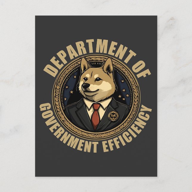 Department of Government Efficiency Doge Hund Vykort (Framsida)
