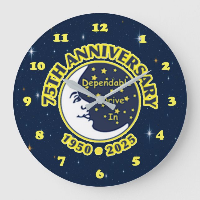 Dependable Drive In 75th Anniversary Clock Stor Klocka (Framsida)