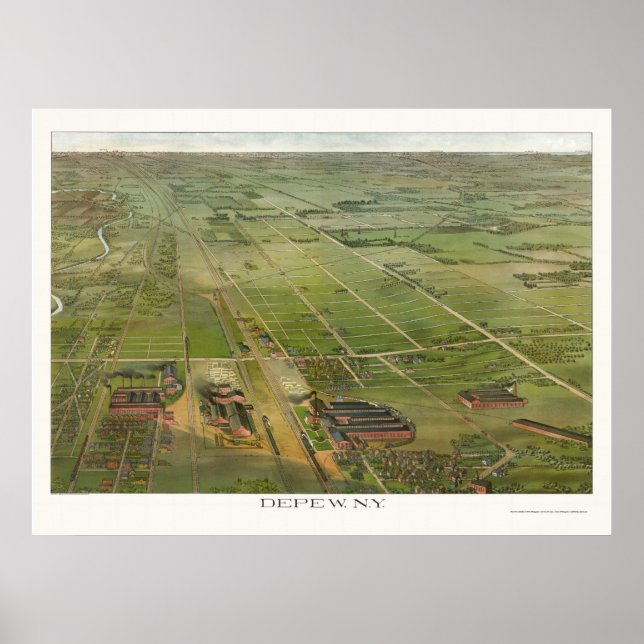 Depew, NY Panoramic Karta - 1898 Poster (Framsidan)