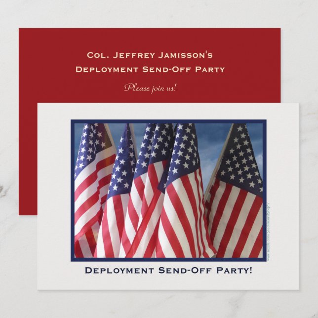 Deployment Send-Off Party, Amerikanska Flaggor Inbjudningar (Fram/baksida)