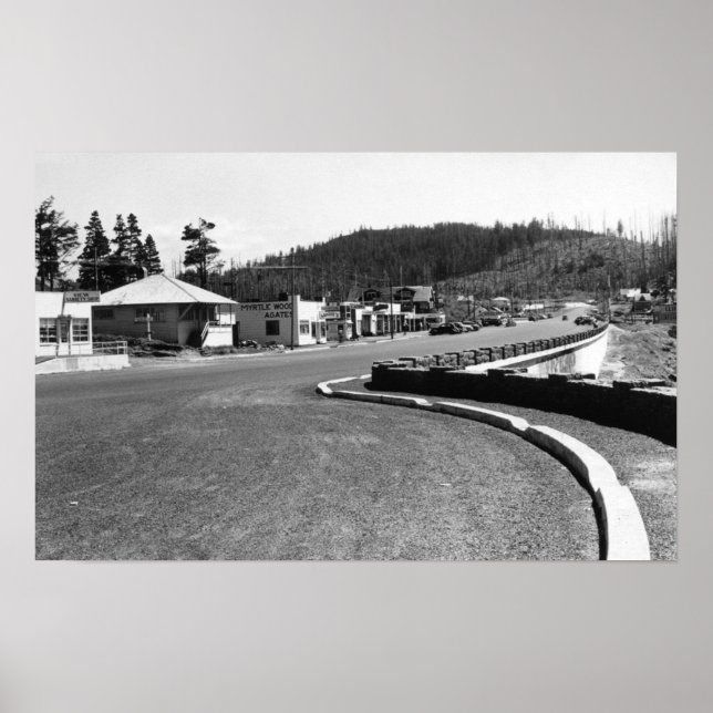 Depoe Bay, Oregon Town View vid Seawall Poster (Framsidan)