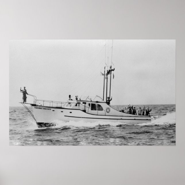 Depoe Bay, Oregon Tradewinds Kingfisher Boat Poster (Framsidan)