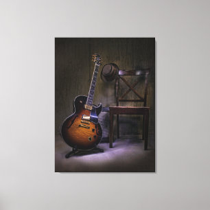 Deppighetgitarr och stol canvastryck