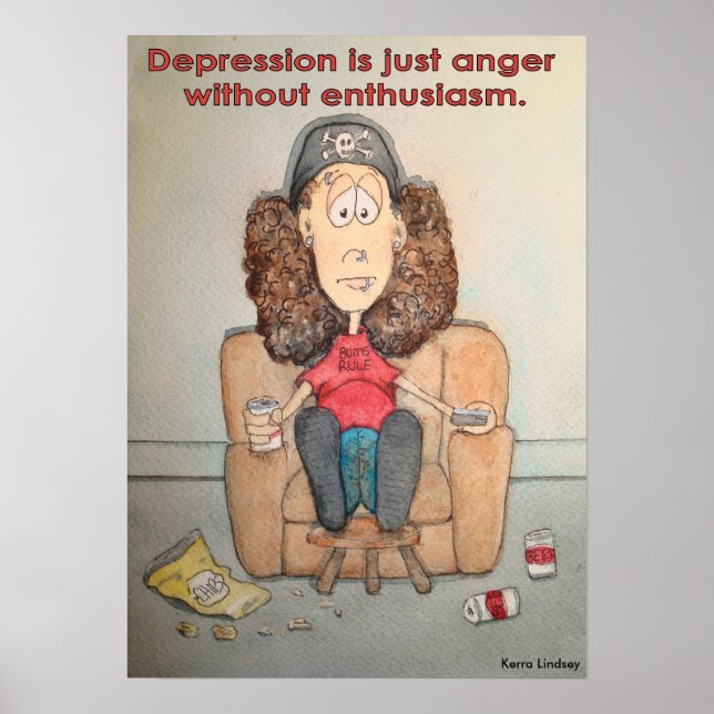 Depression är bara ilska utan entusiasm poster (Framsidan)