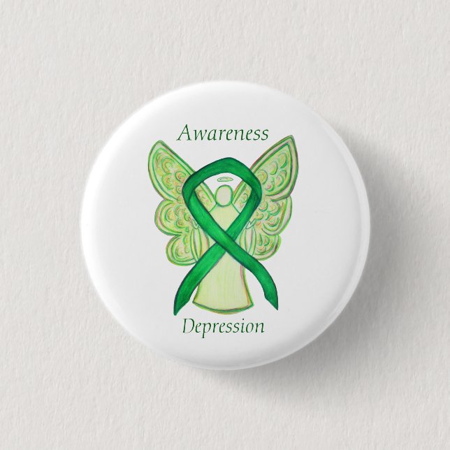 Depression Awareness Angel Ribbon Pin Knapp (Framsida)