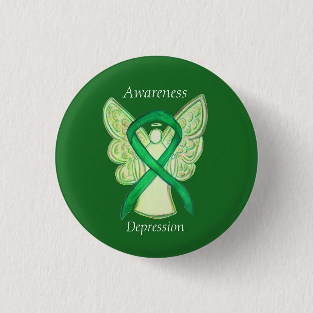 Depression Awareness Angel Ribbon Pin Knapp (Framsida)