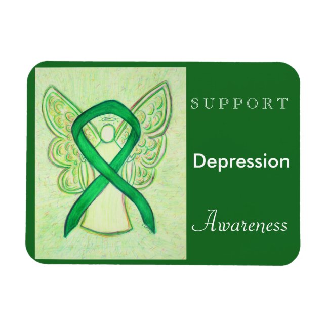 Depression Awareness Ribbon Angel Anpassningsbar M Magnet (Horisontell)
