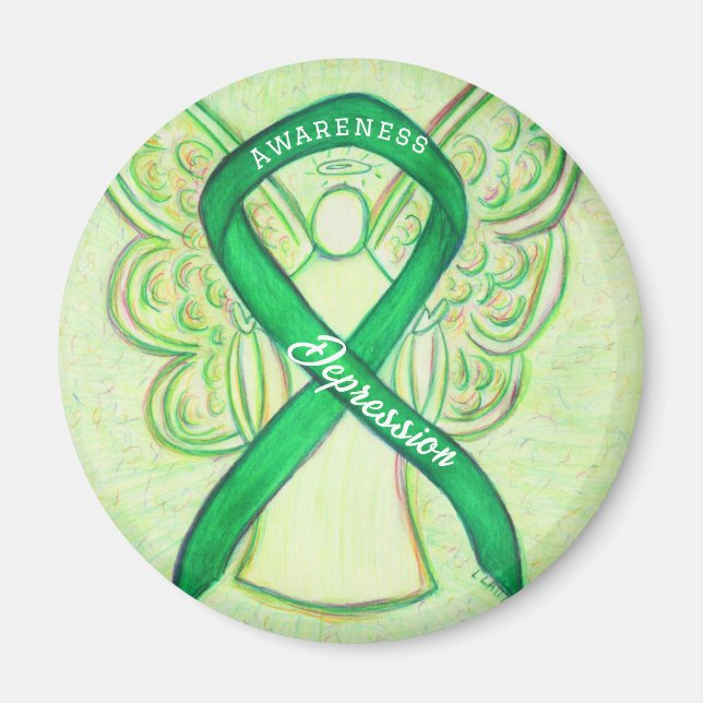 Depression Awareness Ribbon Angel Art Magnets Magnet (Framsidan)