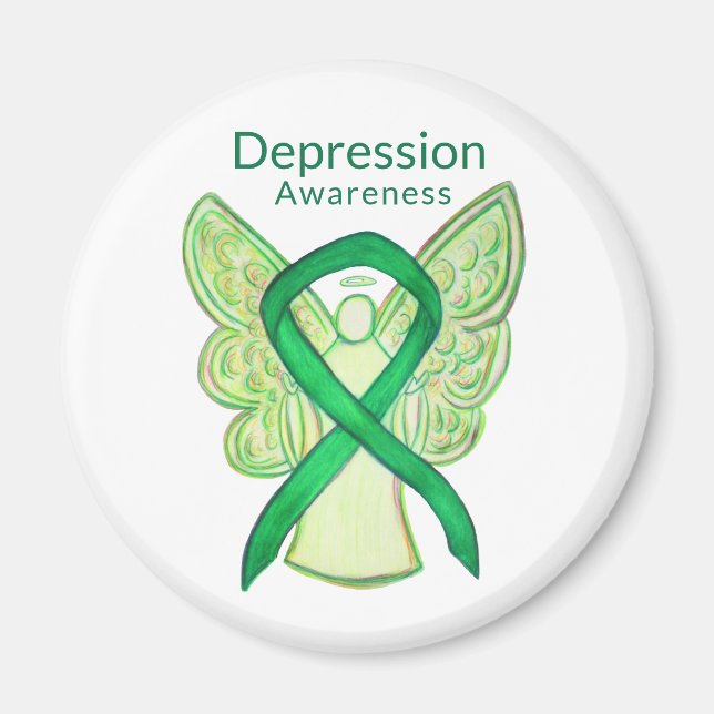 Depression Awareness Ribbon Art Angel Magnets Magnet (Framsidan)