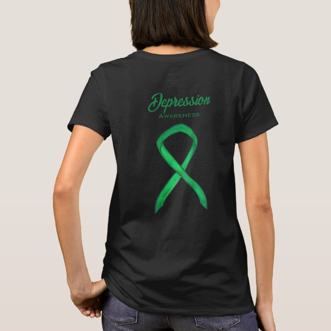 Depression Awareness Ribbon Art Anpassad T-Shirt (Baksida)