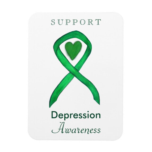 Depression Awareness Ribbon Heart Art Magnet (Vertikal)