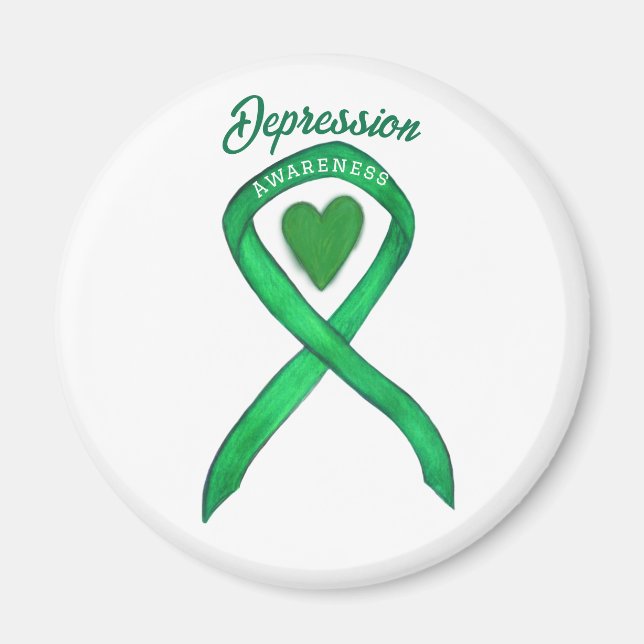 Depression Awareness Ribbon Heart Art Magnets Magnet (Framsidan)