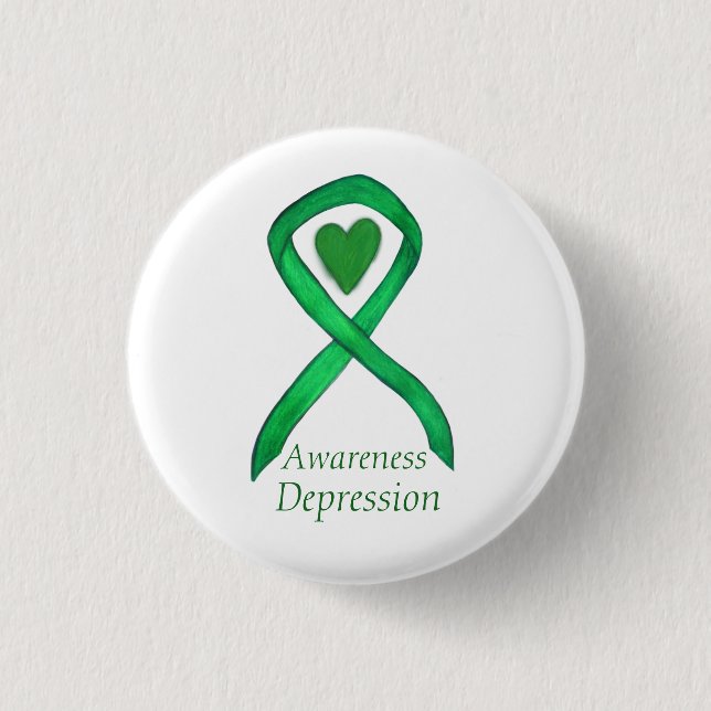 Depression Awareness Ribbon Heart Button Stift Knapp (Framsida)