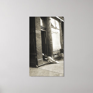 DEPRESSION ERA COLLAPSED WOMAN BABY CARRIAGE PHOTO CANVASTRYCK
