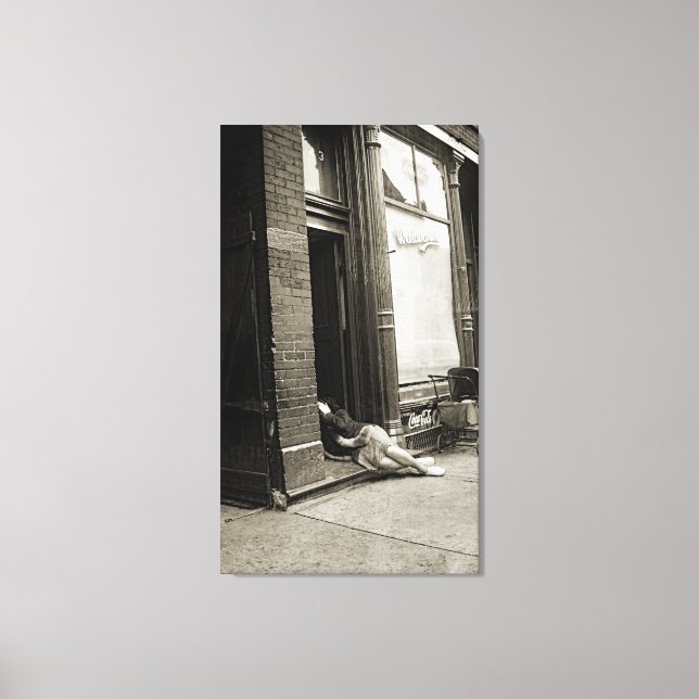 DEPRESSION ERA COLLAPSED WOMAN BABY CARRIAGE PHOTO CANVASTRYCK (Framsida)