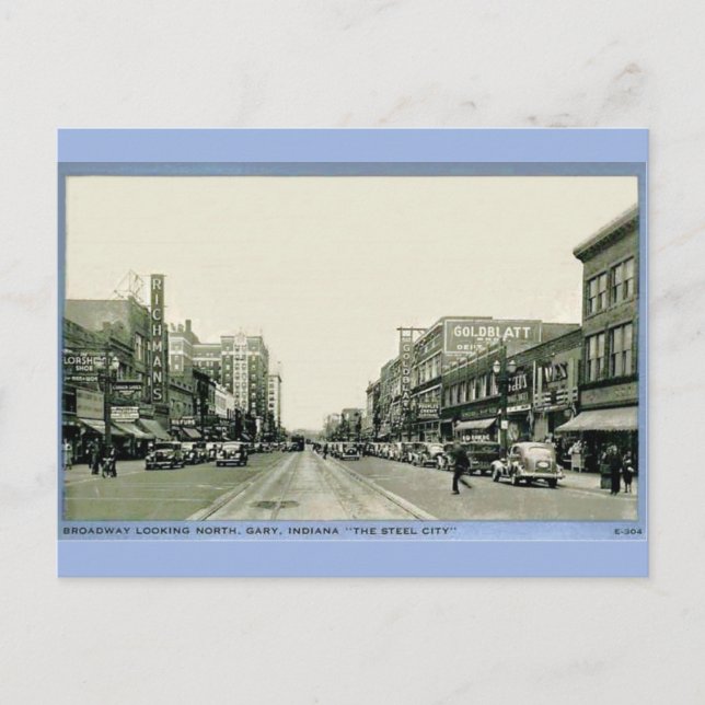 Depression-era Gary, Indiana Vykort (Framsida)