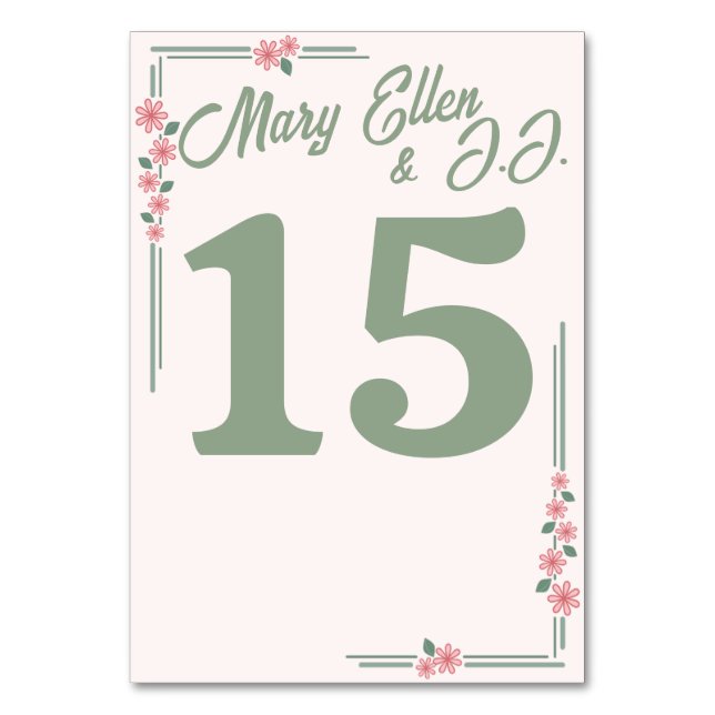 Depression-ERA-märkta blommor Bordsnummer (Framsidan)