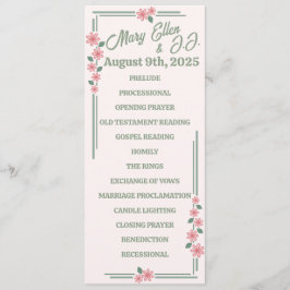 Depression-ERA-utmattningsblommor Bröllop Program