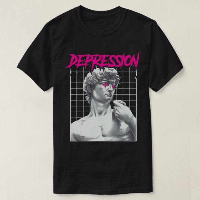 Depression Greek Statue Grunge Aesthetic Emo Vapor T Shirt (Design framsida)