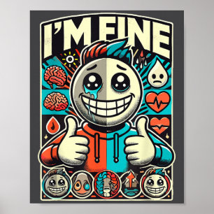 Depression Jag Mår Bra Hjälp Psykisk Hälsa Medvete Poster