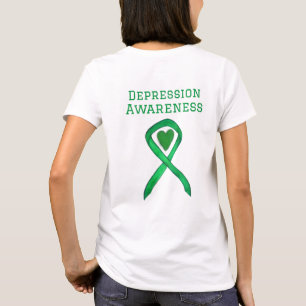 Depression Medvetenhet Bårbensbild Grönt Hjärtat H T Shirt