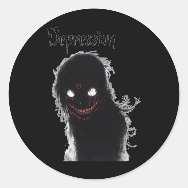 Depression Sticker Runt Klistermärke (Framsida)