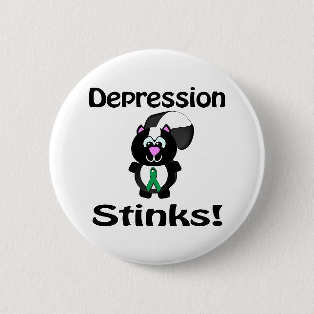Depression Stinker Skunk Medvetenhet Design Knapp (Framsida)