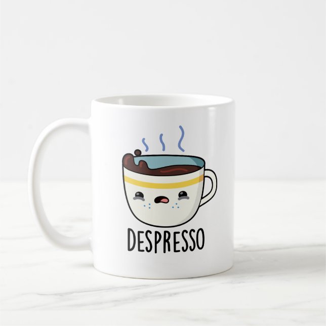 Depresso Funny Ledsen Espresso Coffee Pun Kaffemugg (Vänster)