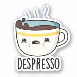 Depresso Funny Ledsen Espresso Coffee Pun Klistermärken
