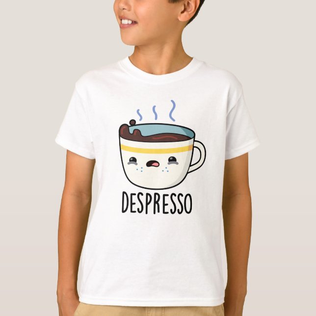 Depresso Funny Ledsen Espresso Coffee Pun T Shirt (Framsida)