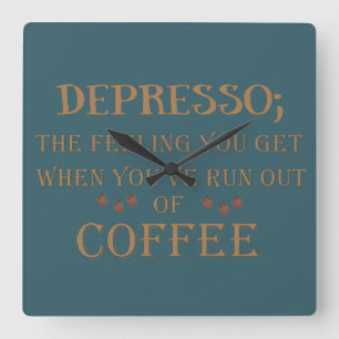 Depresso - roliga kaffetopporteringar fyrkantig klocka